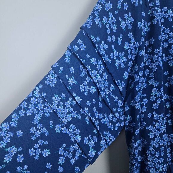 Draper James Womens Floral Button Up Bodysuit Size 2X Blue Ruffle Cottagecore - Picture 3 of 8